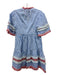 Tuckernuck Size XXS Blue, White & Red Cotton Short Sleeve V Neck Dress Blue, White & Red / XXS