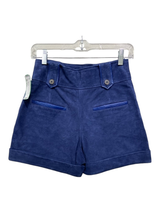 Sezane Size XS/34 Navy Suede High Rise Paneled Shorts Navy / XS/34