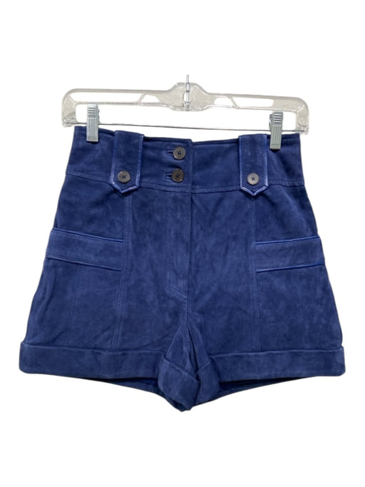 Sezane Size XS/34 Navy Suede High Rise Paneled Shorts Navy / XS/34