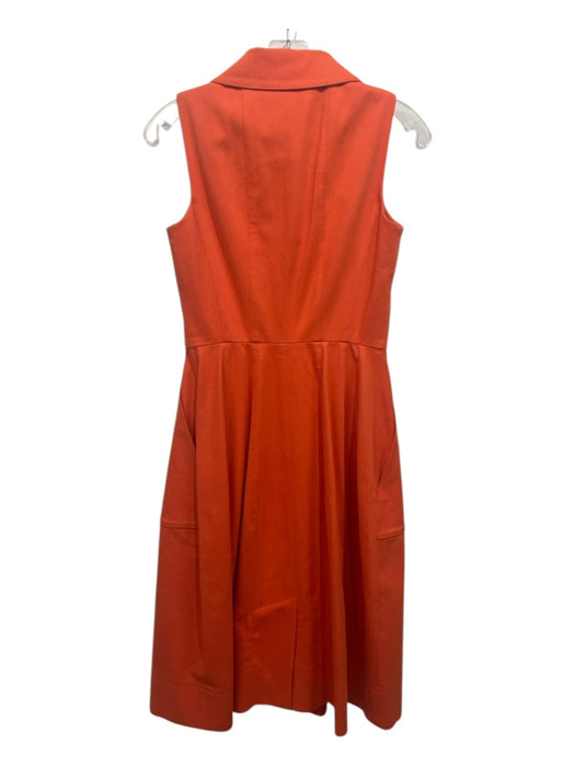 Akris Size 2 Orange Baumwolle Cotton Sleeveless Button Up & Collar Pockets Dress Orange / 2