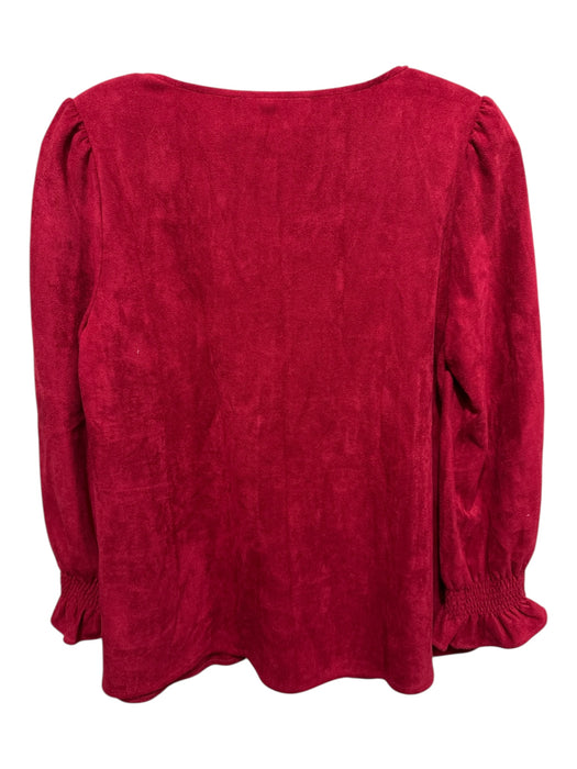 Tuckernuck Size XS Red Polyester Faux Suede 3/4 puff sleeve V Neck Top Red / XS