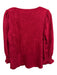 Tuckernuck Size XS Red Polyester Faux Suede 3/4 puff sleeve V Neck Top Red / XS