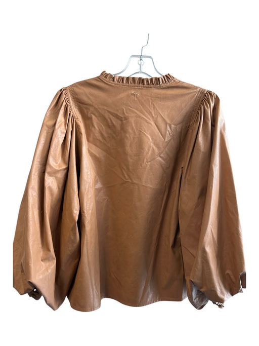 Tyler Boe Size S Brown No Fabric Tag Long Sleeve Ruffled Collar V Neck Top Brown / S