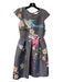 Ted Baker Size 1 Grey & Multi Polyester Cap Sleeve Round Neck Bird Print Dress Grey & Multi / 1