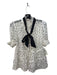 Alice + Olivia Size M White & Black Silk Blend Polka Dots Short Puff Sleeve Top White & Black / M