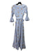 Lug Von Siga Size 36 Blue & Yellow Cotton Floral Embroidered V Neck Maxi Dress Blue & Yellow / 36