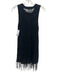 Allison Size M Black Polyester Sleeveless Open Knit Tassels Coverup Black / M