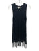 Allison Size M Black Polyester Sleeveless Open Knit Tassels Coverup Black / M