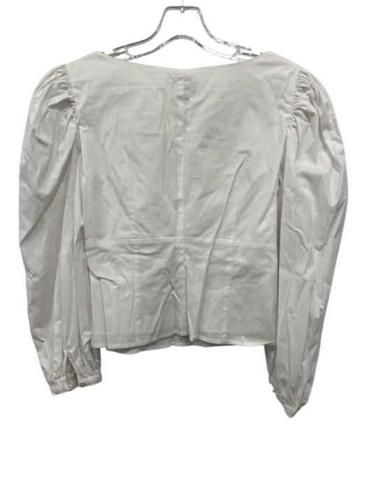 Staud Size 2 White Cotton Blend Puff Sleeves Long Sleeve Wide Neck Zip Close Top White / 2