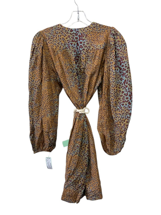 Ulla Johnson Size S Brown & Multi Cotton Blend Printed Long Sleeve Mini Dress Brown & Multi / S