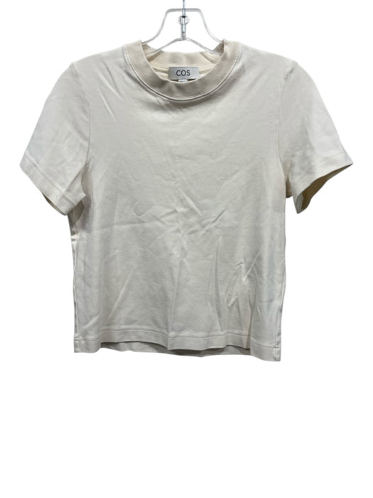 COS Size S Off White Cotton Cap Sleeve Ribbed Detail Solid Top Off White / S