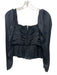 Ulla Johnson Size 8 Black Polyester Long Sleeve Zip Back Square Neck Peplum Top Black / 8
