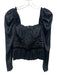 Ulla Johnson Size 8 Black Polyester Long Sleeve Zip Back Square Neck Peplum Top Black / 8