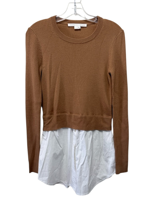 Veronica Beard Size S Brown & White Wool & Cotton Mixed Fabric Ribbed Dress Brown & White / S