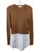 Veronica Beard Size S Brown & White Wool & Cotton Mixed Fabric Ribbed Dress Brown & White / S