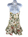 Agua Bendita Size S White & Multi Linen Ruffle Skirt Halter Neck Zip Back Dress White & Multi / S