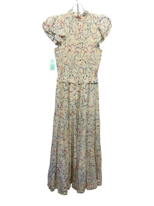 Sea New York Size 0 Cream & Multi Viscose Floral Sleeveless Maxi Dress Cream & Multi / 0
