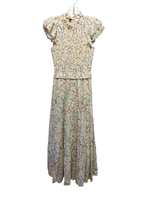 Sea New York Size 0 Cream & Multi Viscose Floral Sleeveless Maxi Dress Cream & Multi / 0