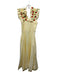 Fanm Mon Size S Pastel Yellow Linen Square Neck Sleeveless Embroidered Dress Pastel Yellow / S