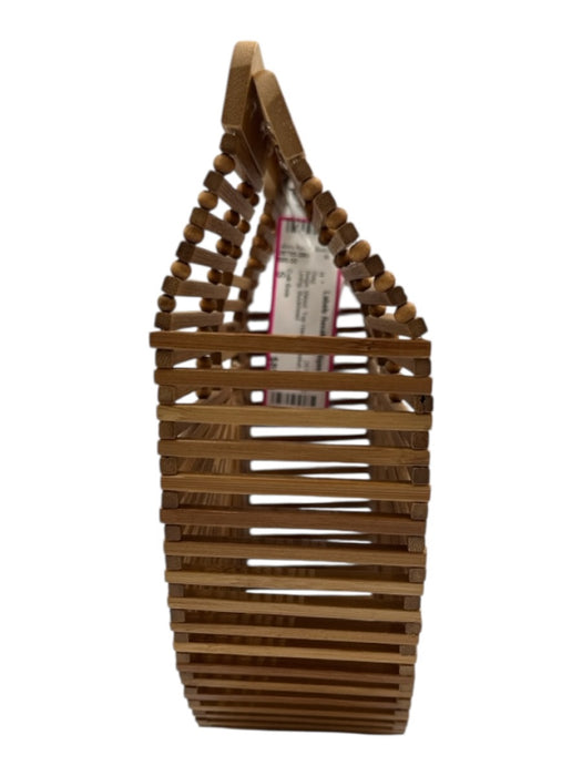 Cult Gaia Beige Wood Top Handle Basket No Lining Bag Beige / S