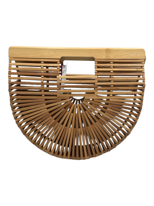 Cult Gaia Beige Wood Top Handle Basket No Lining Bag Beige / S