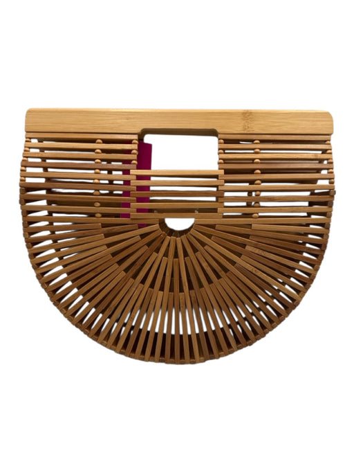 Cult Gaia Beige Wood Top Handle Basket No Lining Bag Beige / S