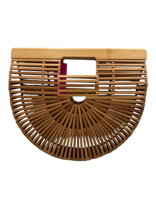 Cult Gaia Beige Wood Top Handle Basket No Lining Bag Beige / S