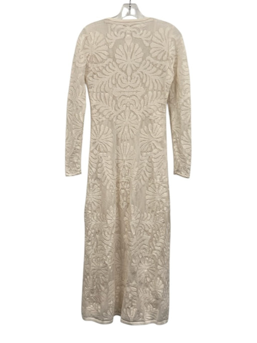Ulla Johnson Size M White Viscose & Polyester Long Sleeve Midi Knit Dress White / M