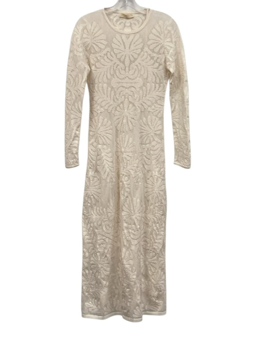 Ulla Johnson Size M White Viscose & Polyester Long Sleeve Midi Knit Dress White / M