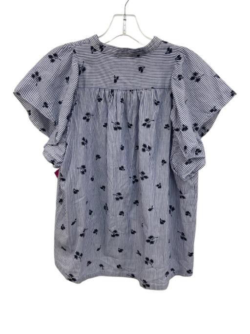 Trovata Birds of Paradis Size S Blue & White Cotton Short Sleeve Striped Top Blue & White / S