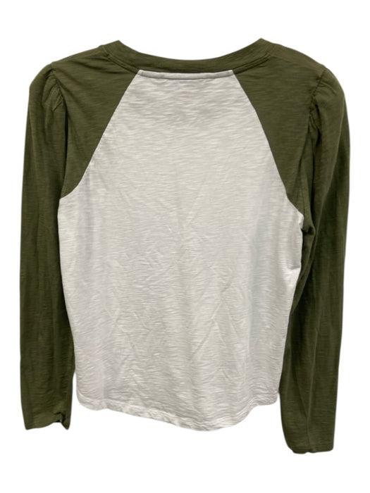 Veronica Beard Jeans Size S White & Green Cotton Long Sleeve Color Block Top White & Green / S