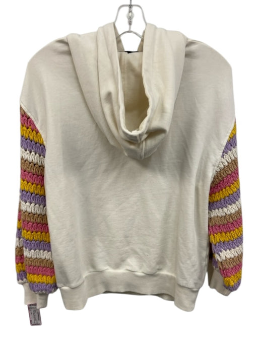 Alice + Olivia Size S White & Multi Cotton Long Sleeve Hoodie Sweater White & Multi / S