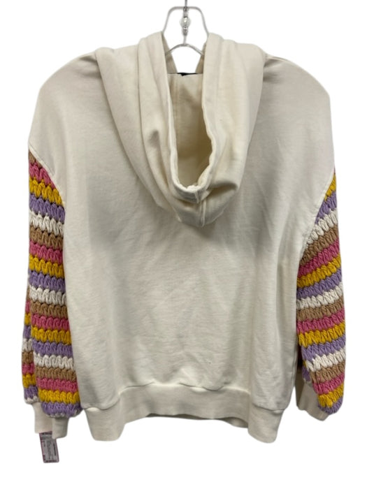 Alice + Olivia Size S White & Multi Cotton Long Sleeve Hoodie Sweater White & Multi / S