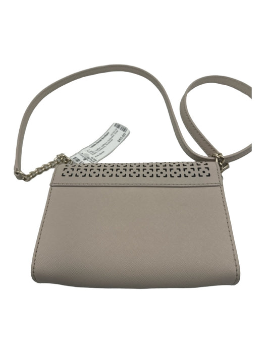 Kate Spade nude Leather Saffiano Perforated Snap Button Crossbody Bag nude