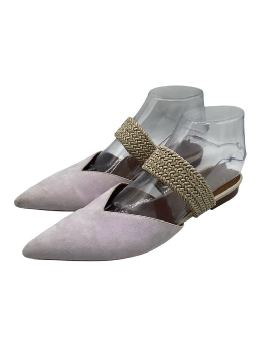 Malone Souliers Shoe Size 40.5 Beige & Lavender Suede & Fabric Braided Mules Beige & Lavender / 40.5