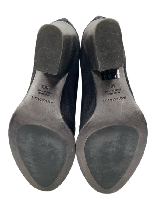 Aquatalia Shoe Size 10.5 Black Suede Perforated Back Zip Almond Square Toe Shoes Black / 10.5