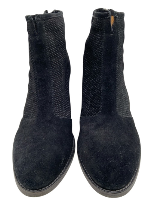 Aquatalia Shoe Size 10.5 Black Suede Perforated Back Zip Almond Square Toe Shoes Black / 10.5