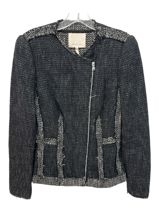 Rebecca Taylor Size 2 Black & White Cotton & Polyester Knit Zipper Jacket Black & White / 2