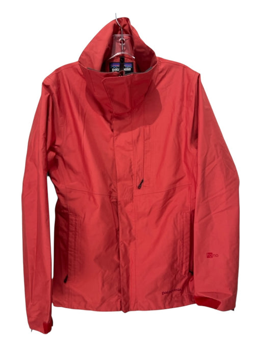 Patagonia Size Medium Orange & Red Polyester Turtle Neck Zipper Pocket Jacket Orange & Red / Medium