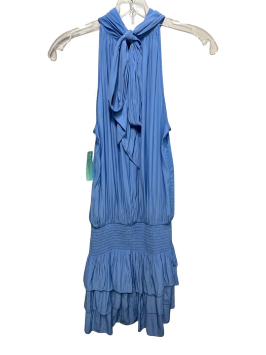 Ramy Brook Size S Blue Polyester Satin Halter tie neck Pleated Dress Blue / S