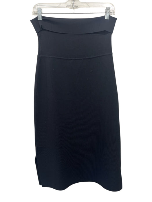 M.M. Lafleur Size L Black Viscose & Nylon Stretch Knit Foldover Midi Skirt Black / L
