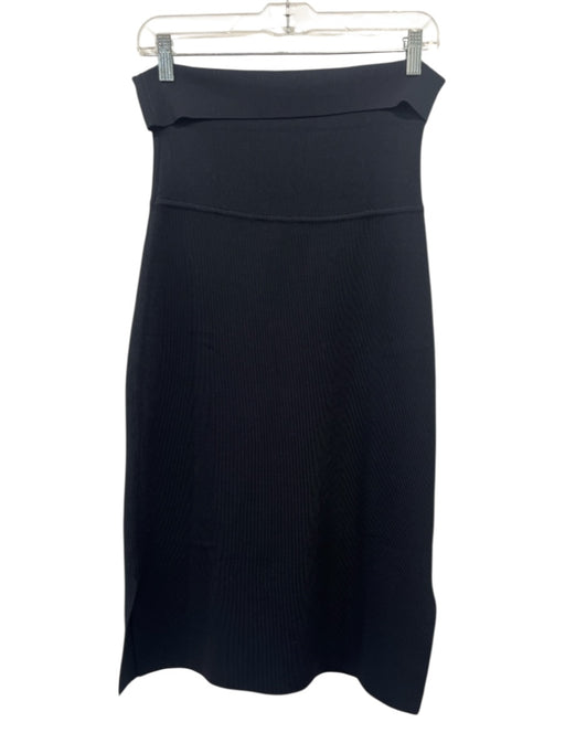 M.M. Lafleur Size L Black Viscose & Nylon Stretch Knit Foldover Midi Skirt Black / L