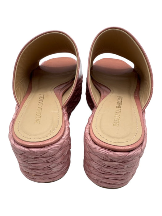 Paloma Barcelo Shoe Size 37 Dusty Pink Leather Woven Straw Platform Sandals Dusty Pink / 37