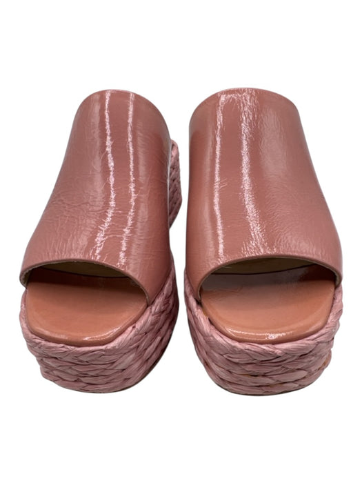 Paloma Barcelo Shoe Size 37 Dusty Pink Leather Woven Straw Platform Sandals Dusty Pink / 37