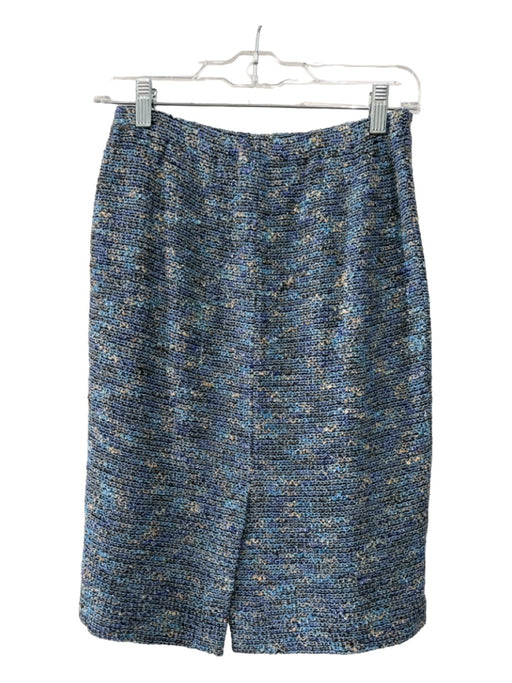 St John Collection Size 2 Blue Print Wool Blend Speckled Elastic Waist Skirt Blue Print / 2