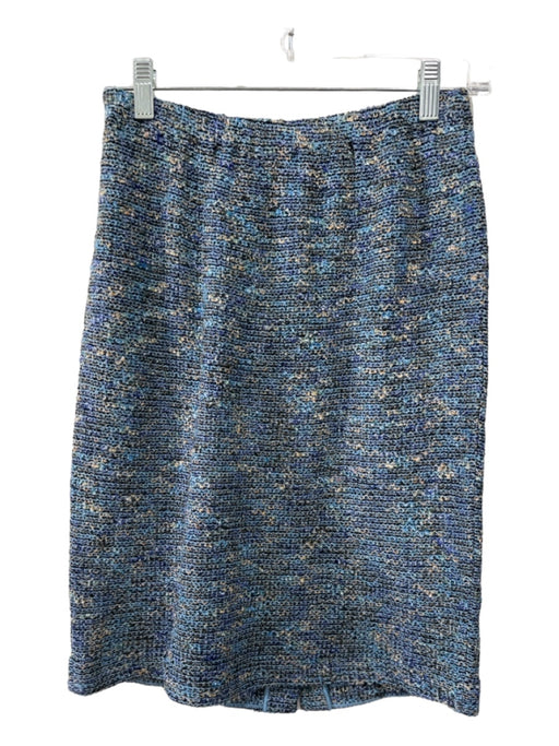 St John Collection Size 2 Blue Print Wool Blend Speckled Elastic Waist Skirt Blue Print / 2