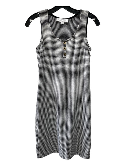 St. John Collection Size 0 Black & White Wool Blend Houndstooth Scoop Neck Dress Black & White / 0