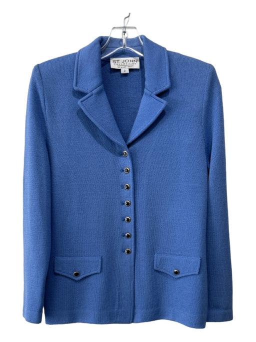 St John Collection Size 2 Cornflower Blue Wool Blend Button Down Jacket Cornflower Blue / 2