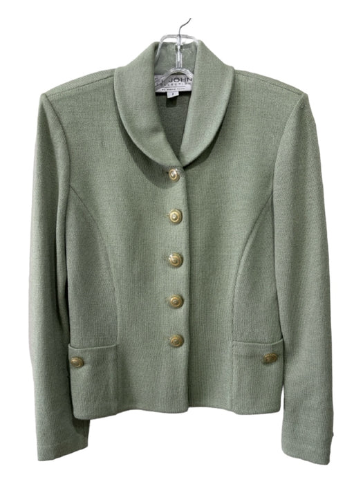 St John Collection Size 2 Sage green Wool Blend Enamel Buttons Jacket Sage green / 2