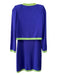 St John Collection Size 2 Indigo Purple & Green Wool Blend Sleeveless Trim Dress Indigo Purple & Green / 2